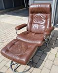 Skinnfotölj Ekornes Stressless - original 1980-tal