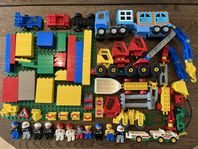 LEGO Duplo - grävmaskin, lastbil, fordon, gubbar, plattor m