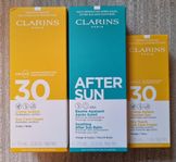9st Clarins solskydd, solkräm och after sun produkter.