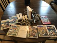 Wii med tillbehör och spel