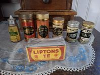 Te + kryddor, gamla  förpackningar 
