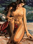Tavla (kvinna på stranden)