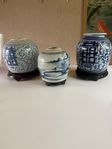 3 Ginger jars - Blue & white Porcelain 