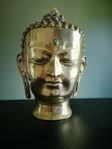 Antikt Buddha-Huvud i Mässing