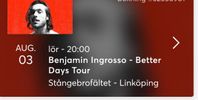 2 biljetter Benjamin Ingrosso - Linköping