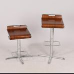 Två John Lewis Wood and Chrome Breakfast Bar Stools /Stolar