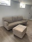 SITS soffa (3-sits) och puff/fotpall