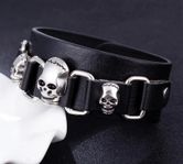 3 Skull / Skull Lädernitarmband NYHET   