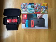 Nintendo switch med 4 spel + fodral