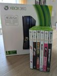 Xbox 360 + 6 spel och 2 handkontroller