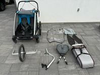 Thule cykel/joggingvagn, cykelstol,bärsele, Stokke tillbeh