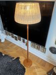 Retro-golvlampa (teak?) med orginalskärm 