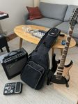 Ibanez RG gigbag, gitarrställ, stärkare och fx-pedal