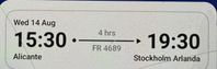 Flybiljett från Alicante till Arlanda