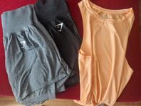 2st Gymshark träningsshorts + linne Energetics. Storlek S 