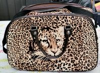 Leopardmönstrad weekend bag, Axelrem 53x34x22