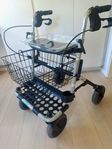 Rollator grå med käpphållare och korg