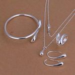 Nya silver set halsband, örhänge, ring armband