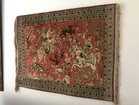 Handknotted Persian silk Qum carpet 76x58