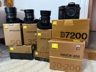 Nikon D7200 , 70-200 2/8 , 50mm, 35mm, 40mm, SB-910, SB-300