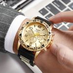 men's gold and black watch silicone strap