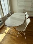 ikea table. 185x85 plus 6 cushion chairs from Jysk