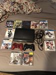 Ps3 slim 500 Gb med 10 spel, 2 kontroller