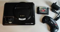 Sega Mega Drive med kontroll och spel