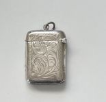 Antik tändsticksask engelsk silver vesta match holder