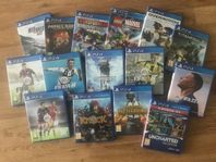 PS4 (x1), Logitech Ratt & Pedaler samt Diverse Spel