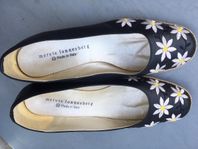 ESPADRILLOS ITALIENSK SKINN BLÅ+BRODYR St36 Nypris ca 900:-