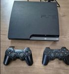 Playstation 3 Slim + 3 handkontroller och spel