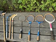 Retro krocket, tennis, badminton, hockey 