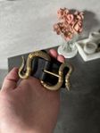 Gucci Black Leather Snake Buckle Belt