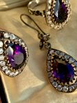 Vin.silver pierced cut out filigree purple amethyst teardrop