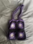 virkad blommig väska crochet flower granny square bag