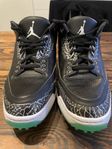 Jordan 3 Retro Golf Black Green Glow 44.5