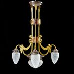 Vacker taklampa Louis XVI stil bronserad metall m glaskupor