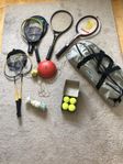 Tennisracket, badmintonracket, tennisväska, mm