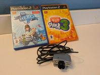 Eyetoy kamera plus 2 spel, allt komplett i fint skick.