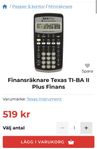 Miniräknare (Finansräknare Texas TI-BA II Plus Finans)