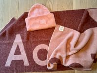 Acne logo scarf + beanie rosa