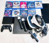 Playstation 4 + VR, Joycons, kamera samt 9 st spel