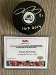 Peter Forsberg signerad hall of fame puck med äkthetsintyg