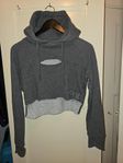 Gymshark Cropped Raw Edge Hoodie - Grey -Size small