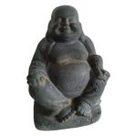 Vintage-stil Happy Buddha staty i svartmålad keramik