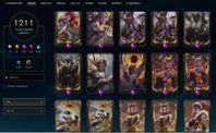 Plat Lol Konto: 1211 Skins, 2252 Chromas, Alla Rarest Skins!