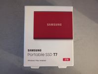 Samsung Portable SSD T7 2000 GB, 2TB, röd ny i box, garanti