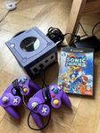 Gamecube lila konsol, 2 spel och 2 kontroller