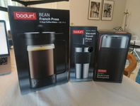 Bodum kaffepress, kaffekvarn, resemugg